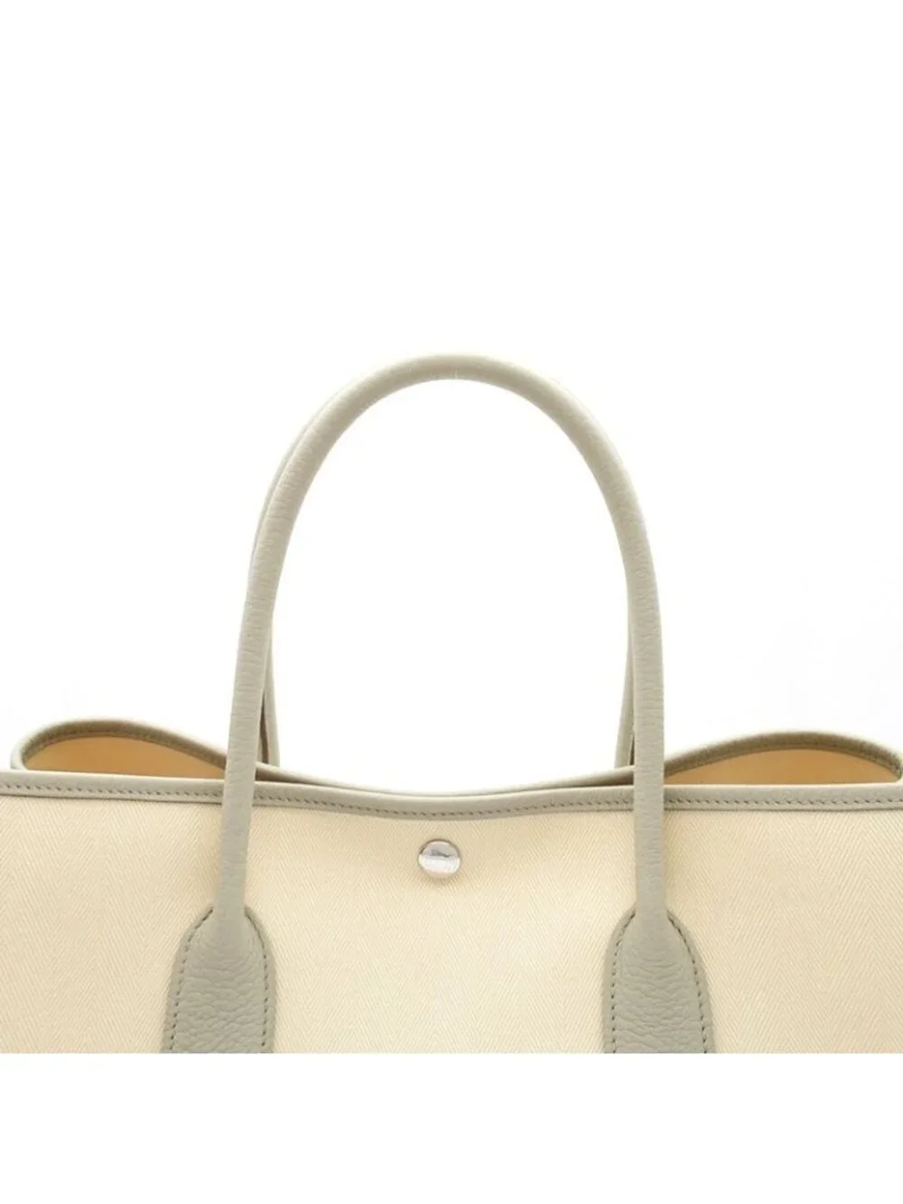 Hermes Garden Party 36 Toile Officiere Negonda Handbag Pearl Gray